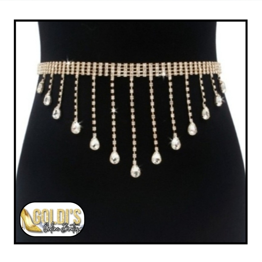 💗Gold Rhinestone Chain Belt!